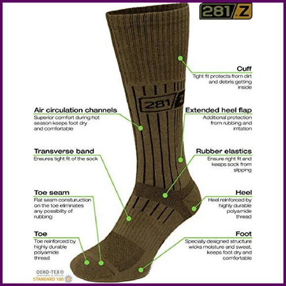 Military Tactical Boot Socks - Mid Calf Demi Season - Combed Cotton - Picture 4 of 5